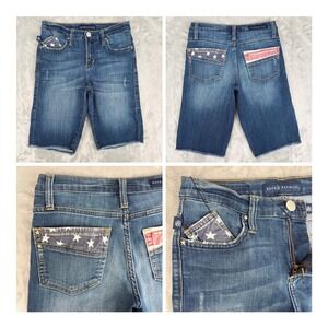 Rock & Republic Shorts Women 2 (27x10.5) Kristy Americana Stars Stripes Bermuda